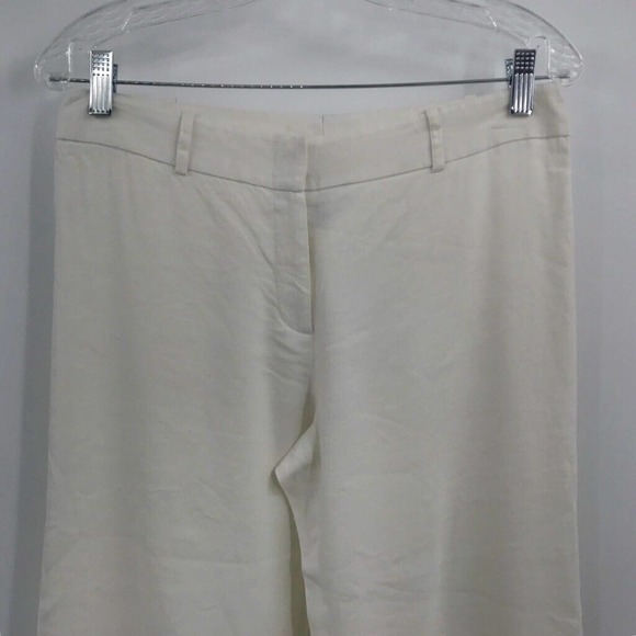 Bcbgmaxazria Womens White Stretch Flat Front Linen Blend Straight Leg Pant Sz 10 - Picture 2 of 6